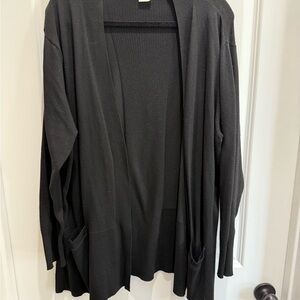 Terra & Sky Dark Gray Open Front Cardigan